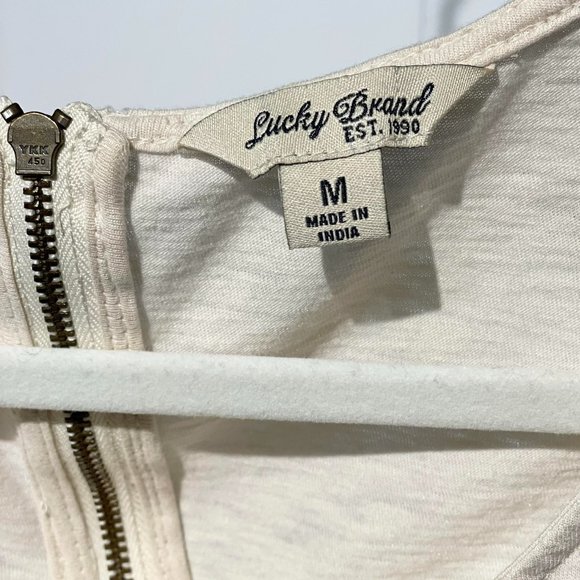 Lucky Brand Cap Sleeve Knit Shirt | Women's Size Medium | Cream/Lace - Picture 5 of 5